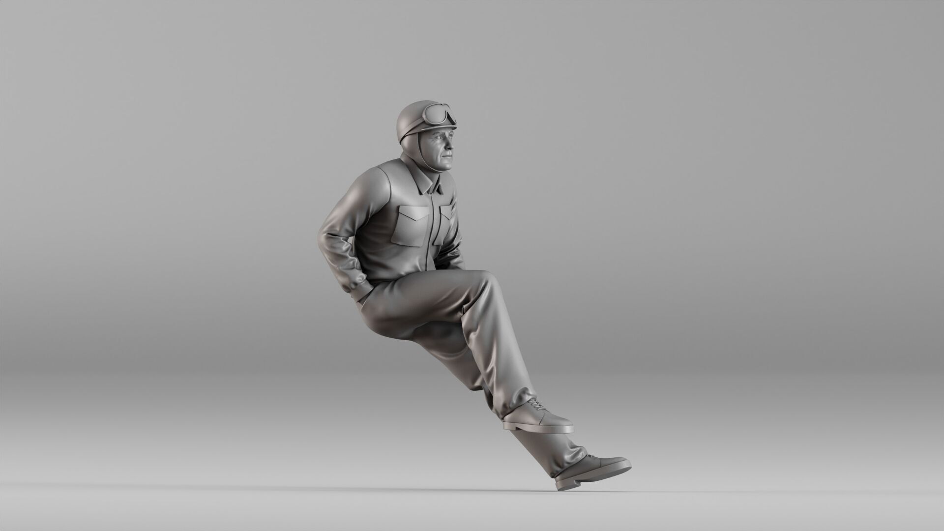 001604 Vintage Racing Driver Seated Pose 3D print model_3