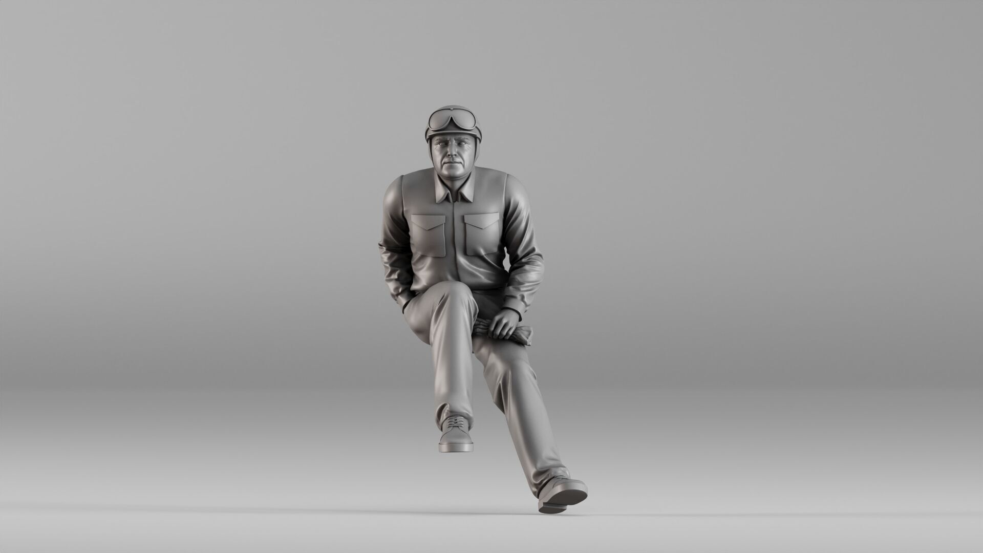 001604 Vintage Racing Driver Seated Pose 3D print model_13