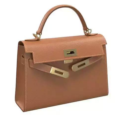 Hermes Kelly Bag Brown Leather Low-poly 3D model