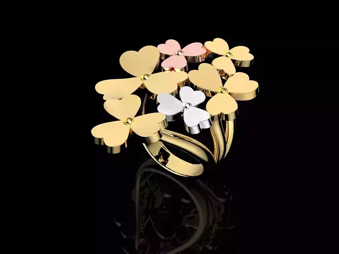 Elegant Multi Color Floral Ring 3D print model