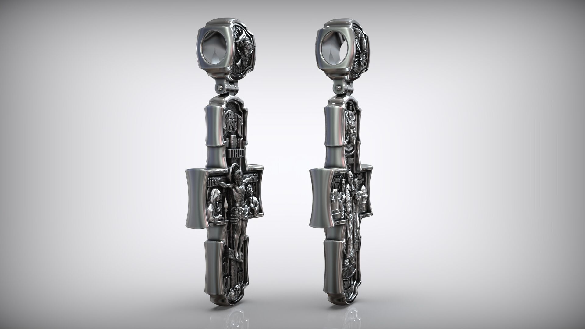 Jesus Christ Crucifixion and The Saints Apostles Orthodox Cross 3D print model_7