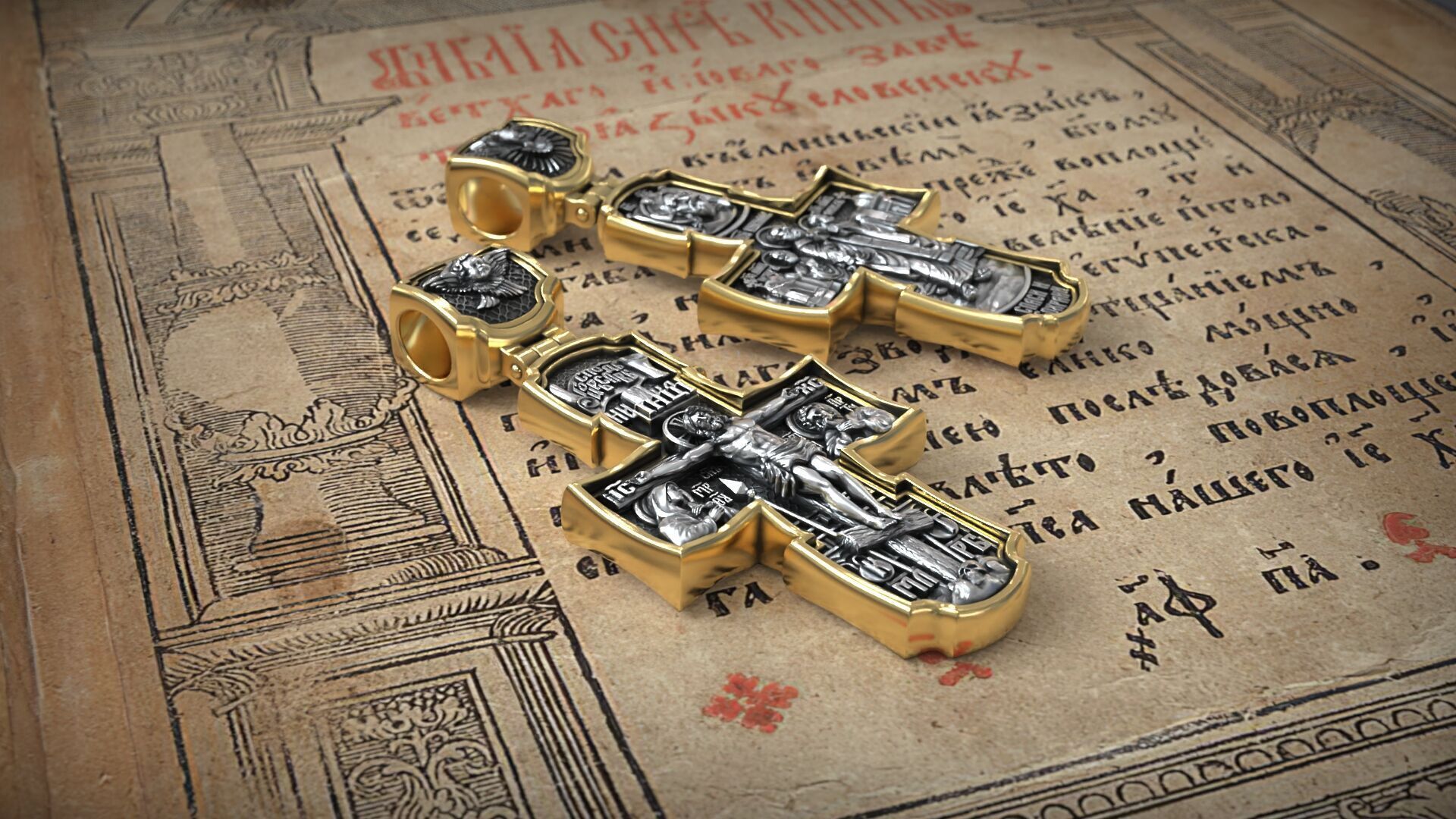 Jesus Christ Crucifixion and The Saints Apostles Orthodox Cross 3D print model_3