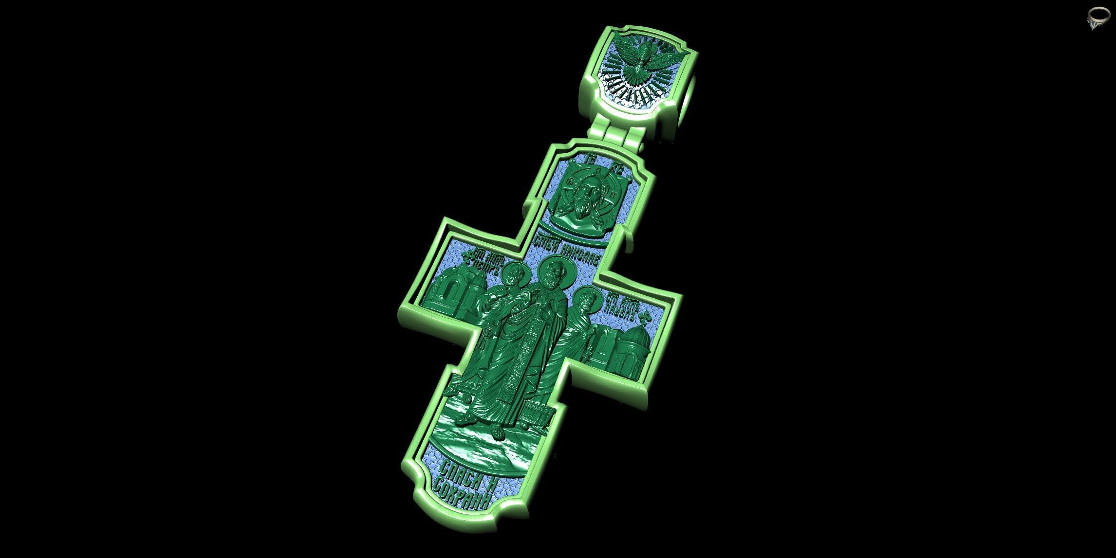 Jesus Christ Crucifixion and The Saints Apostles Orthodox Cross 3D print model_12