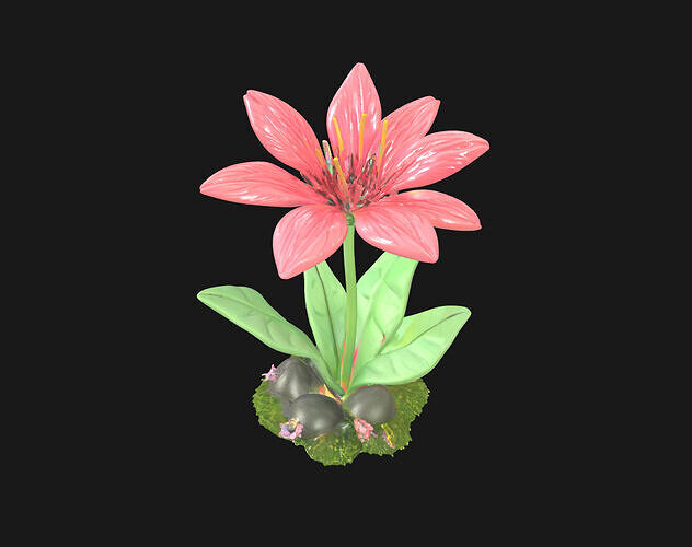 Xenobloom Bioluminescent Alien Flower Low-poly 3D model