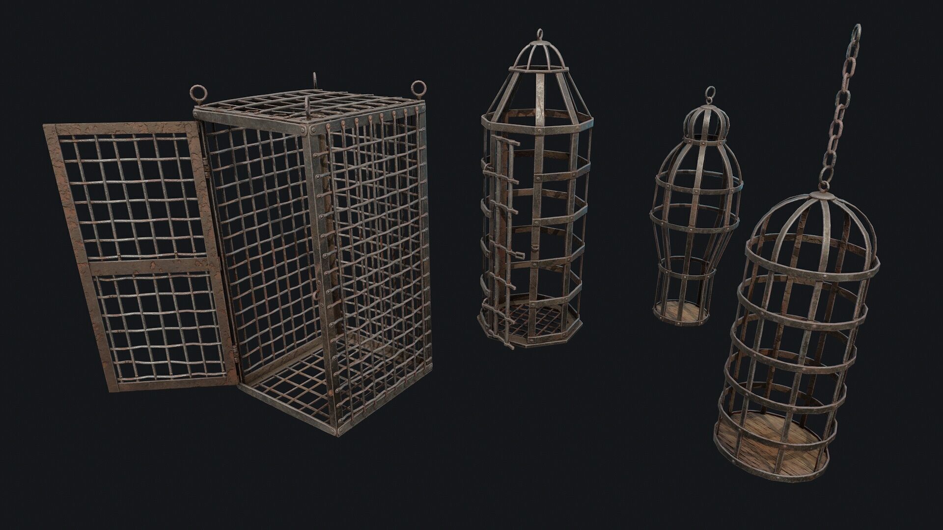 Metal Cages Low-poly 3D model_1