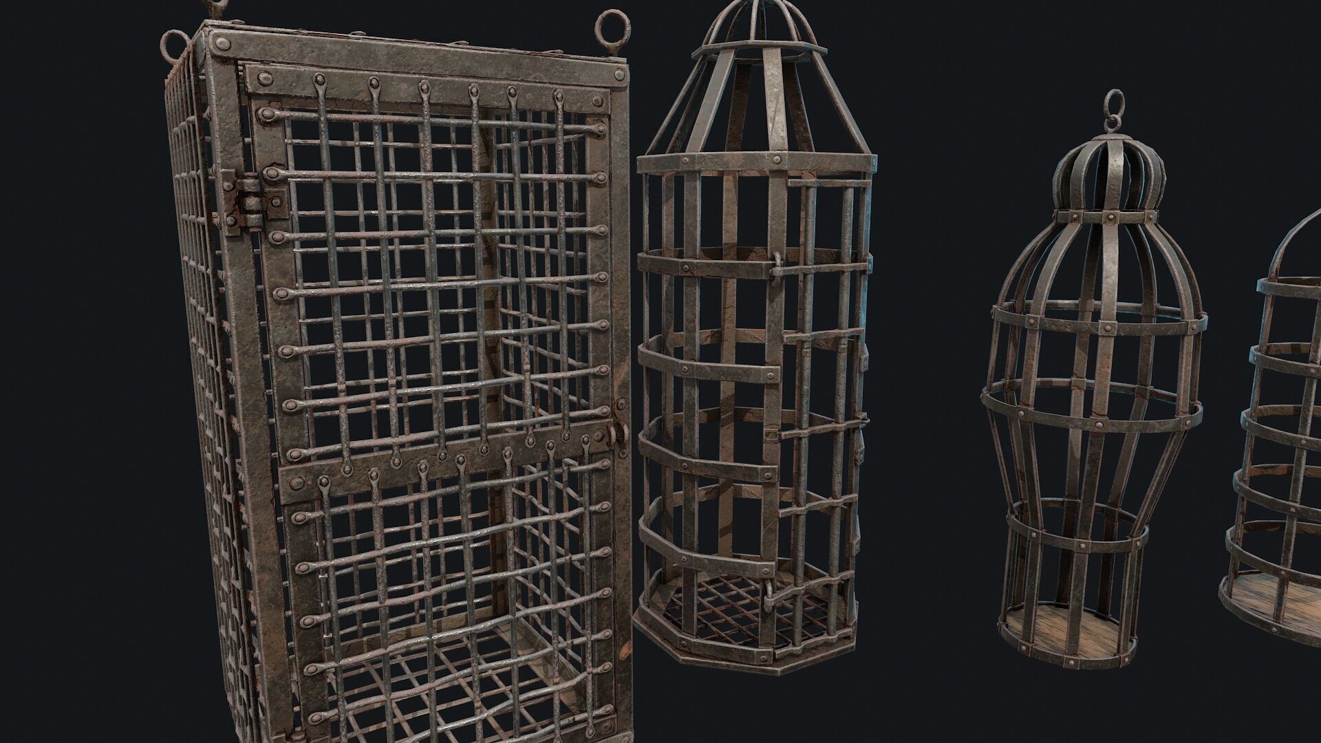 Metal Cages Low-poly 3D model_6