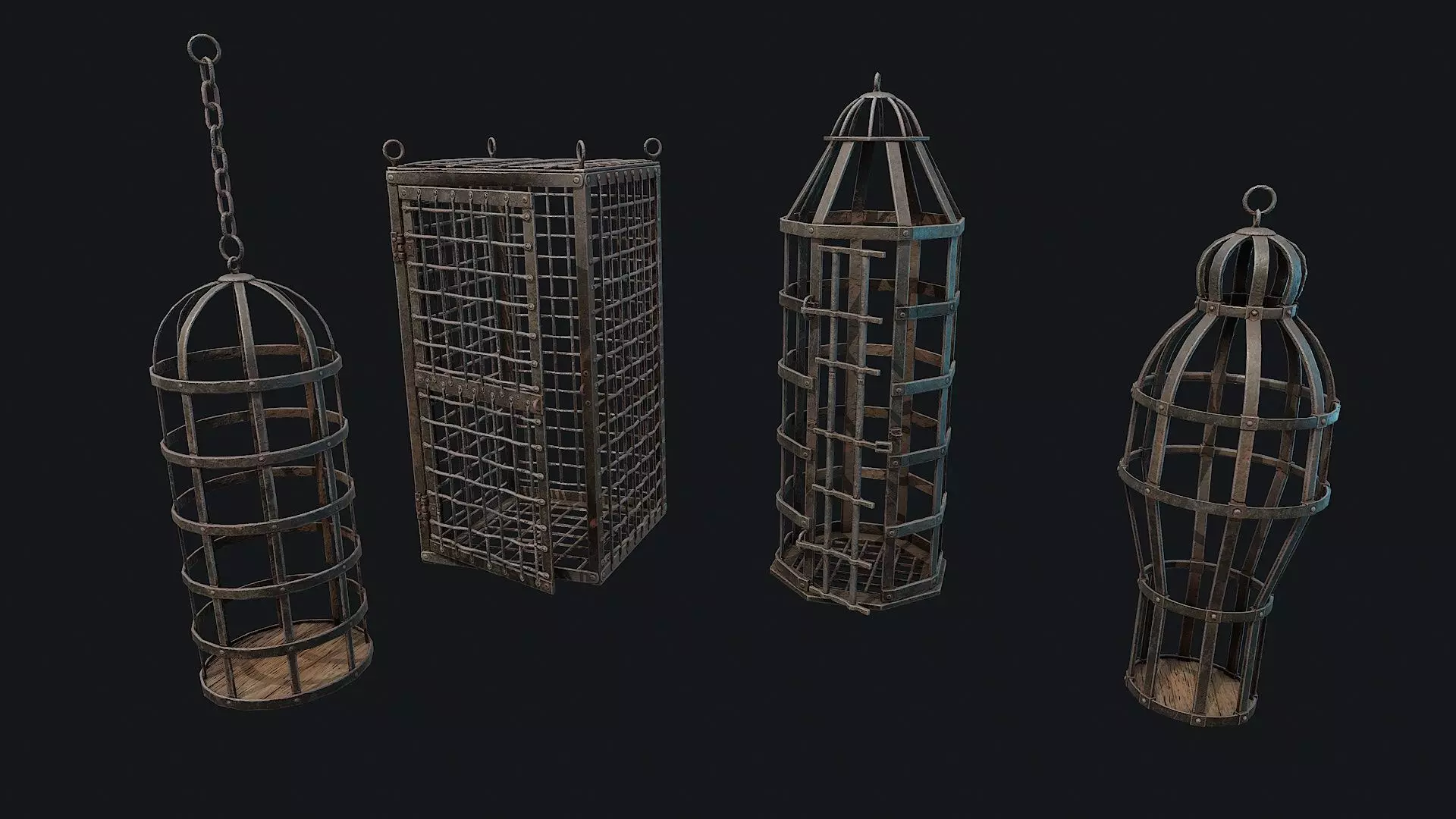 Metal Cages Low-poly 3D model_0