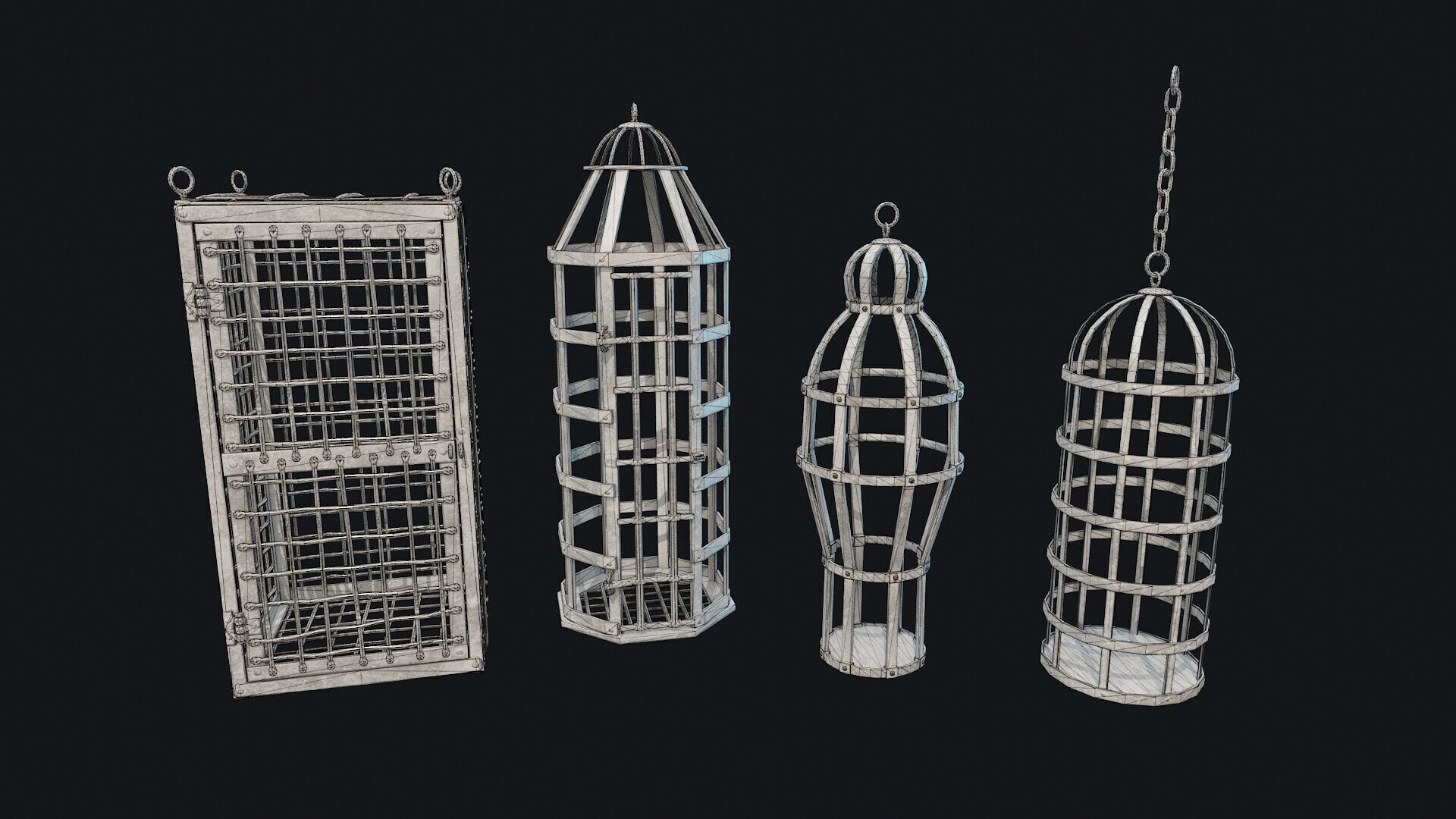 Metal Cages Low-poly 3D model_7