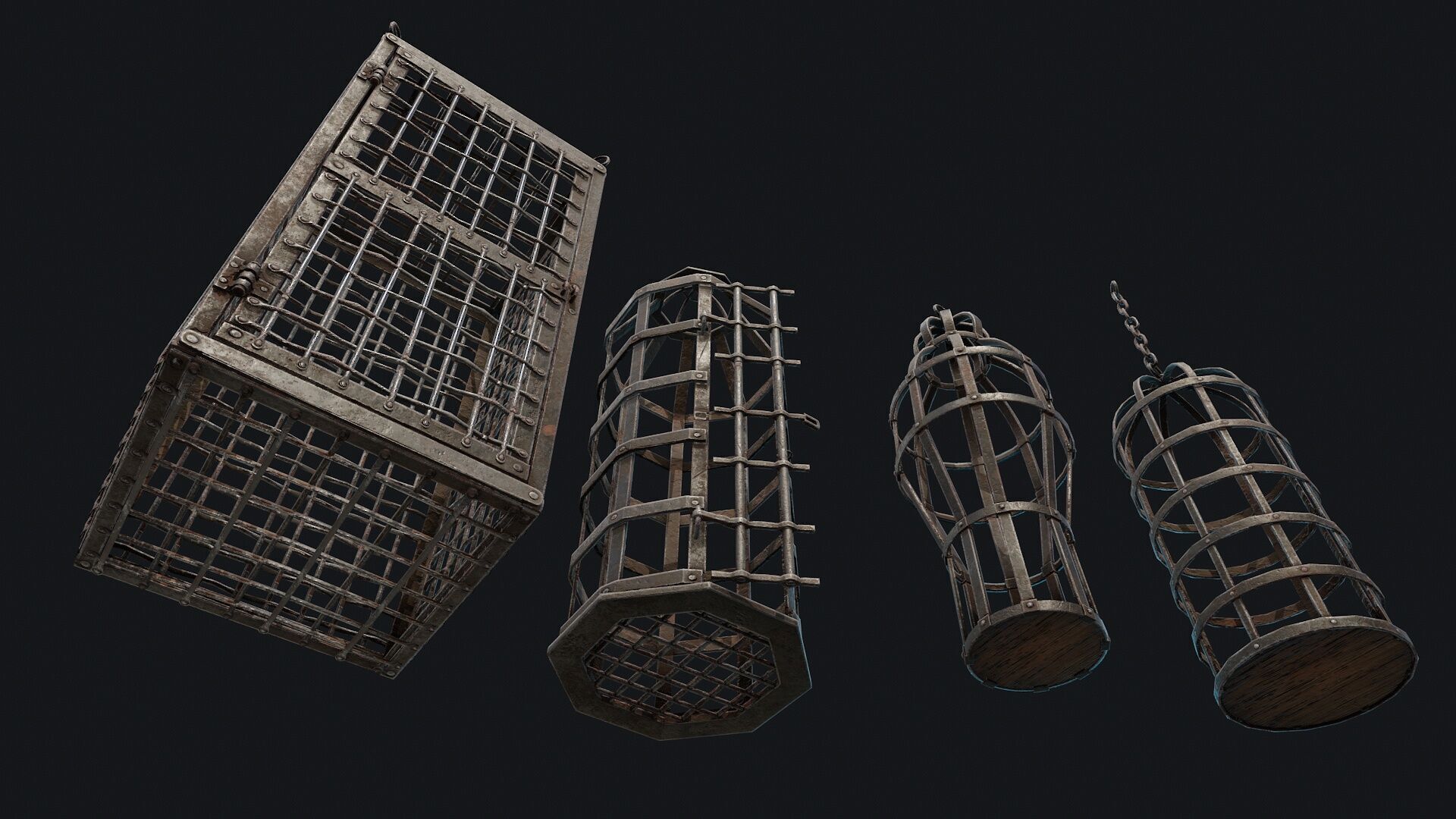 Metal Cages Low-poly 3D model_4
