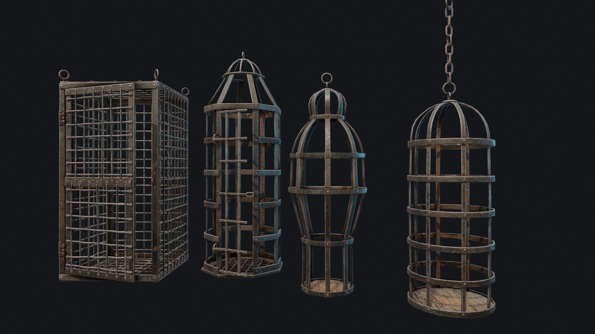 Metal Cages Low-poly 3D model_2