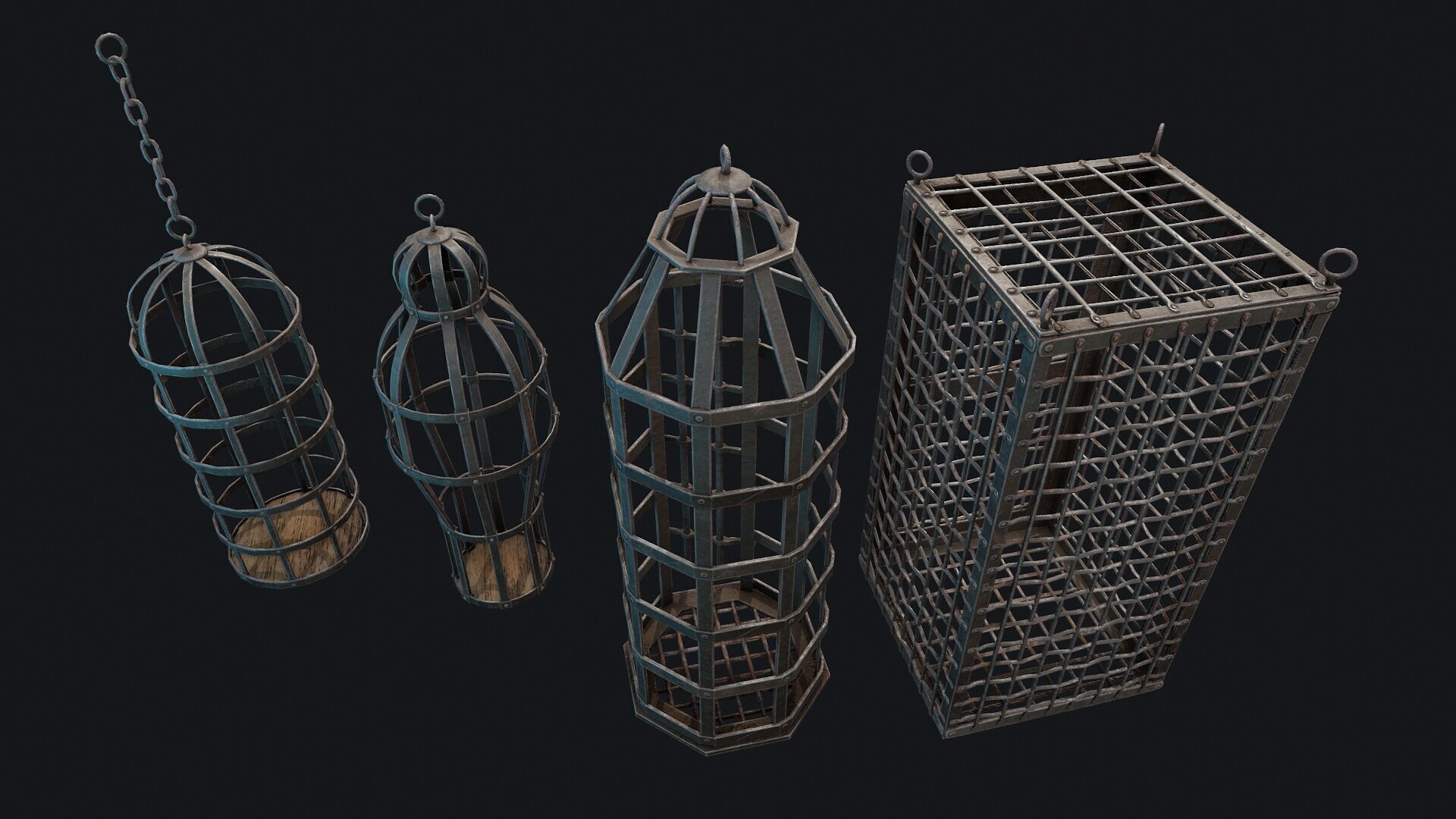 Metal Cages Low-poly 3D model_5
