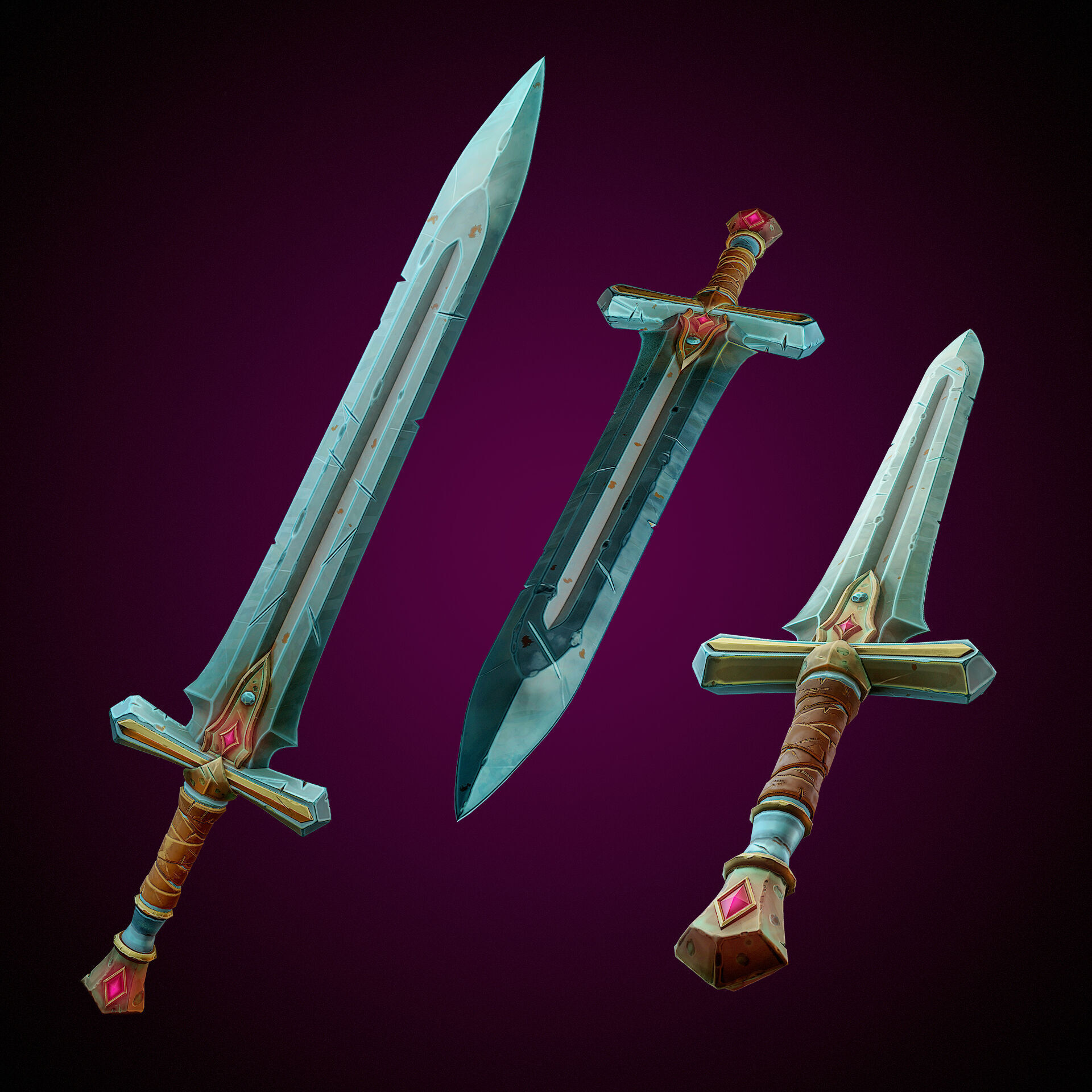 Sword Stylized Game Ready Low-poly 3D model_6