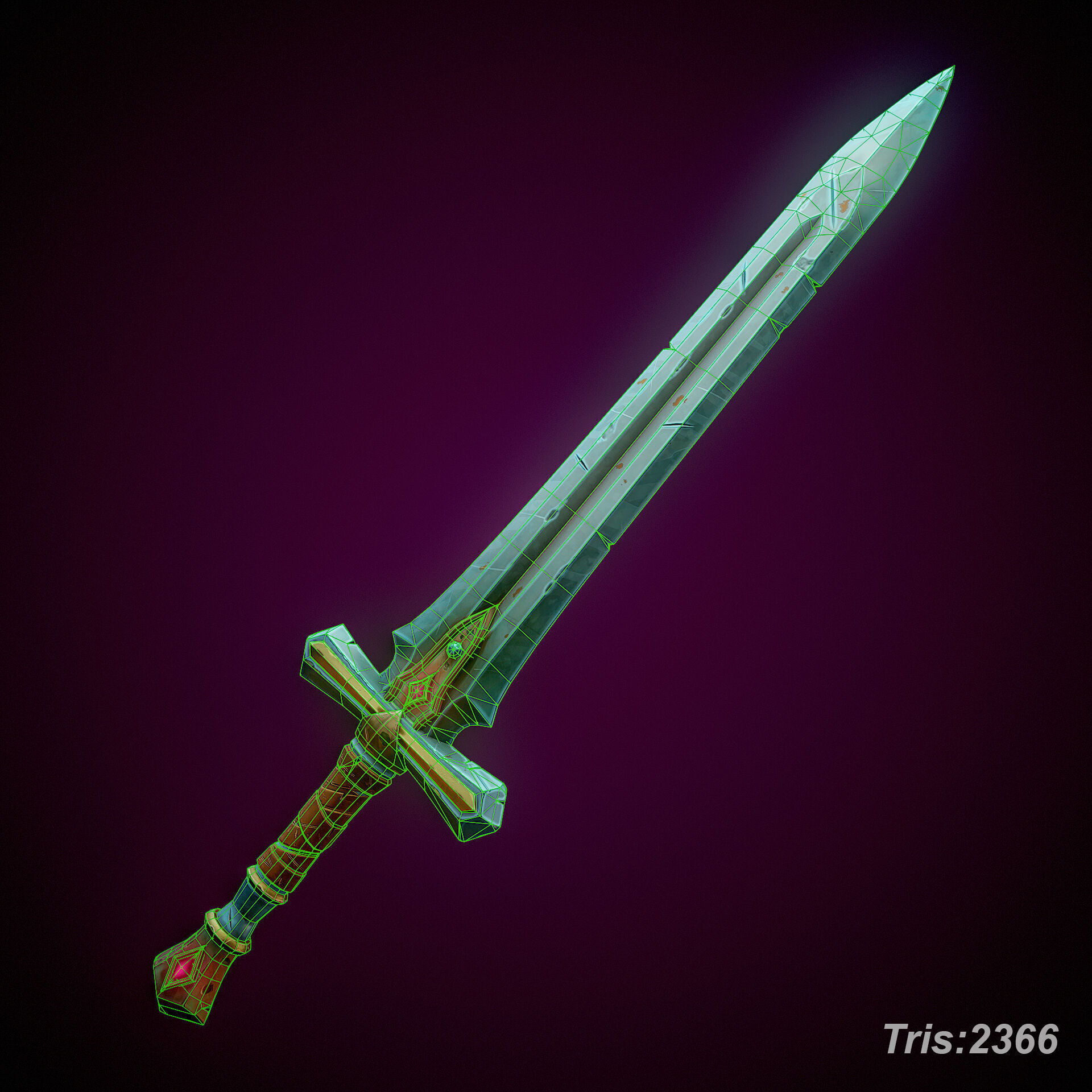 Sword Stylized Game Ready Low-poly 3D model_10