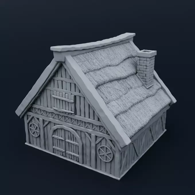 Medieval house 3D print model_0