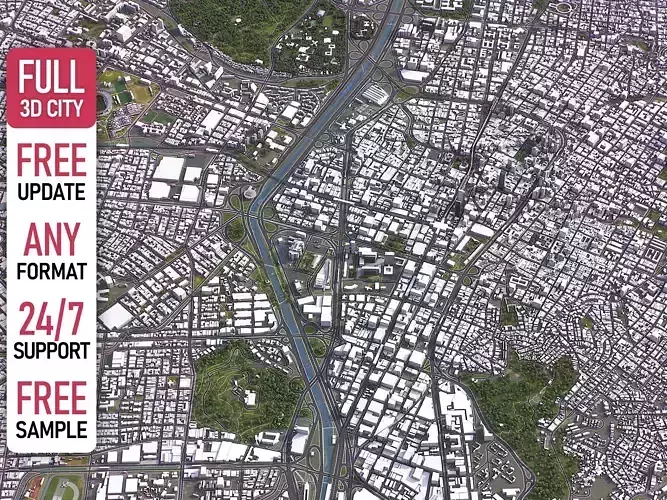 Medellin - 3D City Model Low-poly 3D model