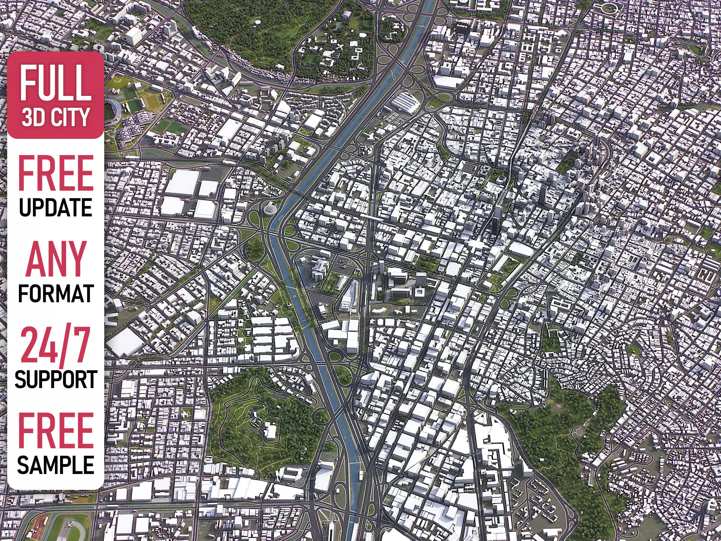 Medellin - 3D City Model Low-poly 3D model_0