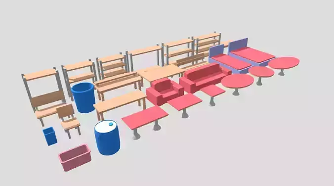 Low-Poly Furniture Pack Low-poly 3D model