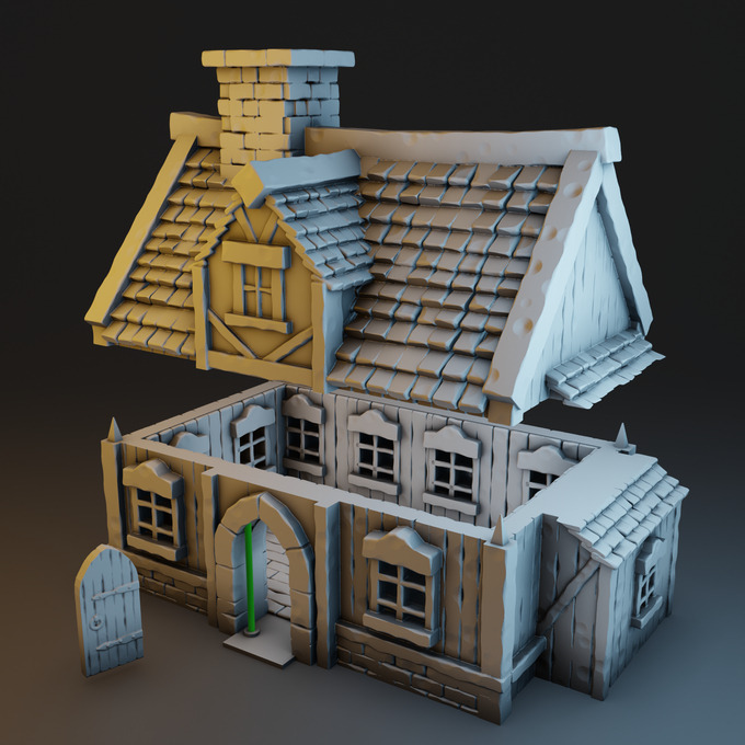 Medieval house 3D print model_1