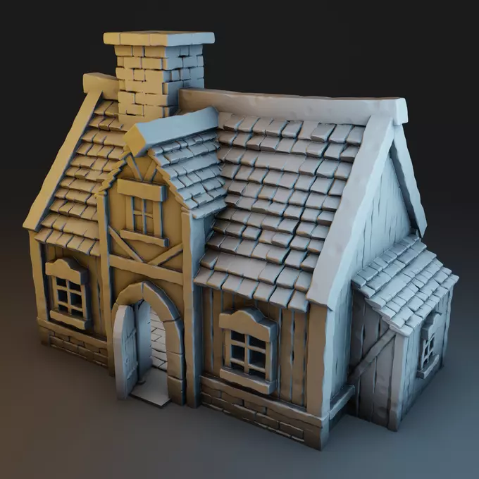 Medieval house 3D print model_0