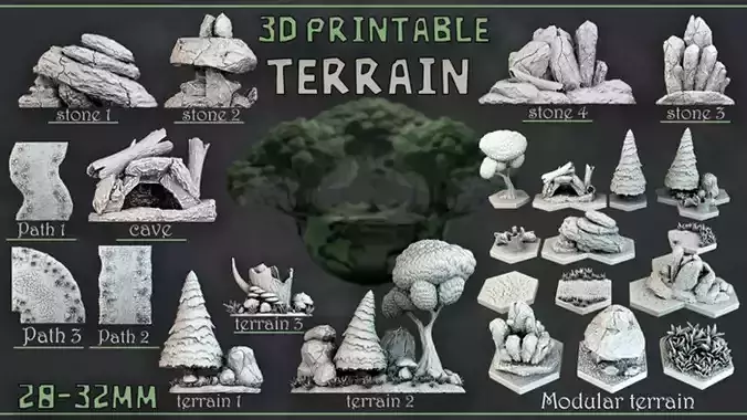 3D printable Modular  Terrain 3D print model