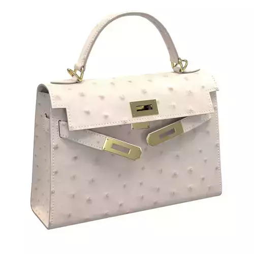 Hermes Kelly Bag Cream Ostrich Low-poly 3D model