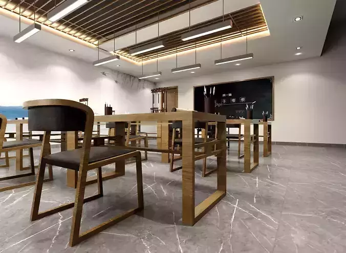 Detailed Japanese High School Classroom Interior