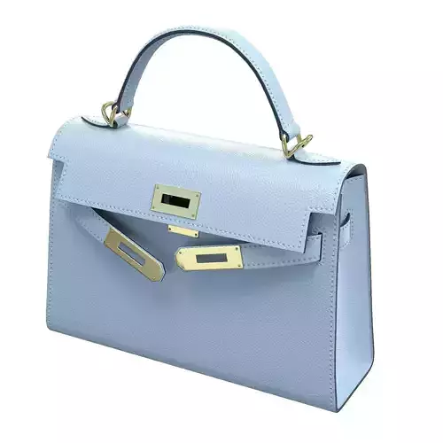 Hermes Kelly Bag Light Blue Leather Low-poly 3D model