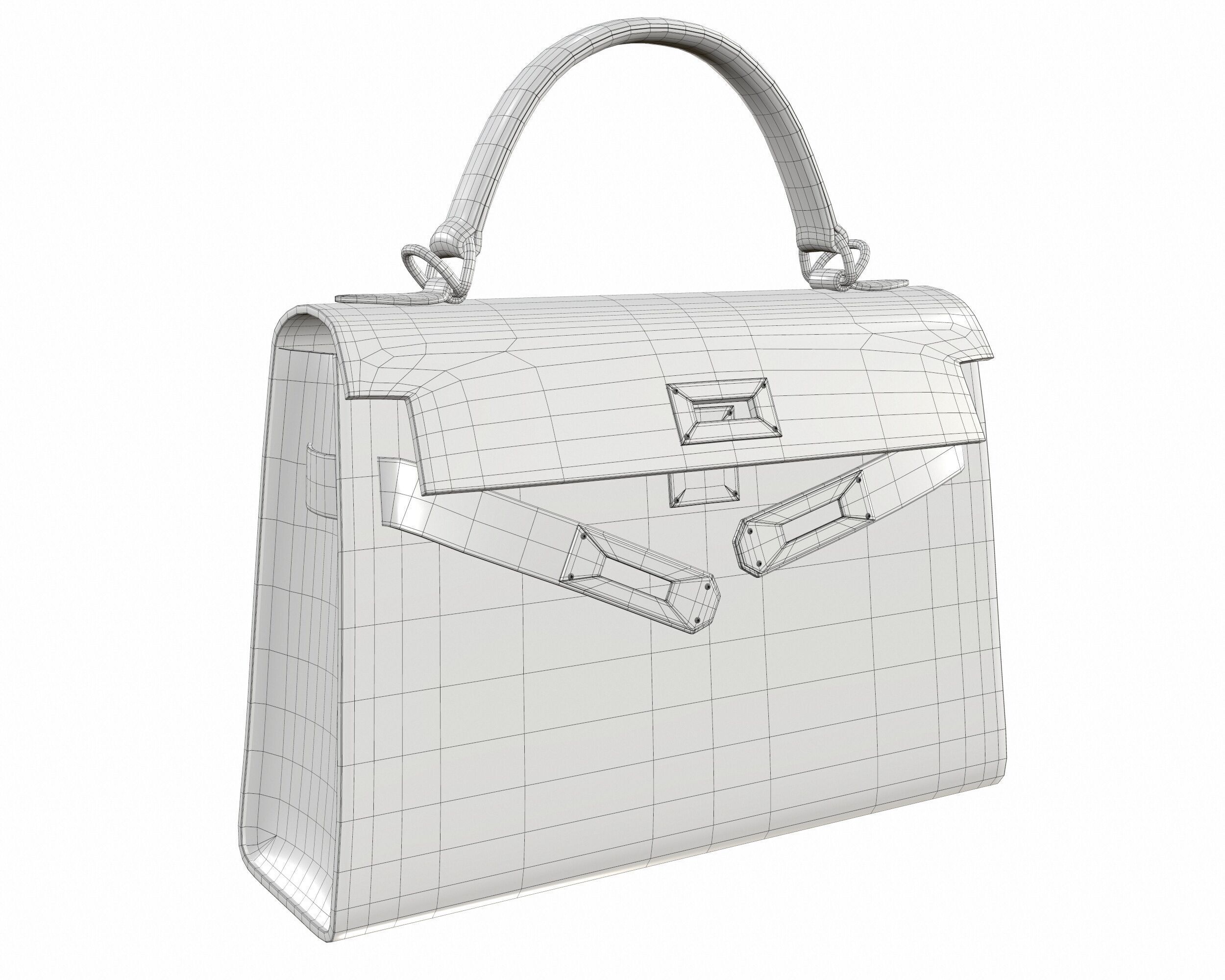 Hermes Kelly Bag Pink Leather Low-poly 3D model_6