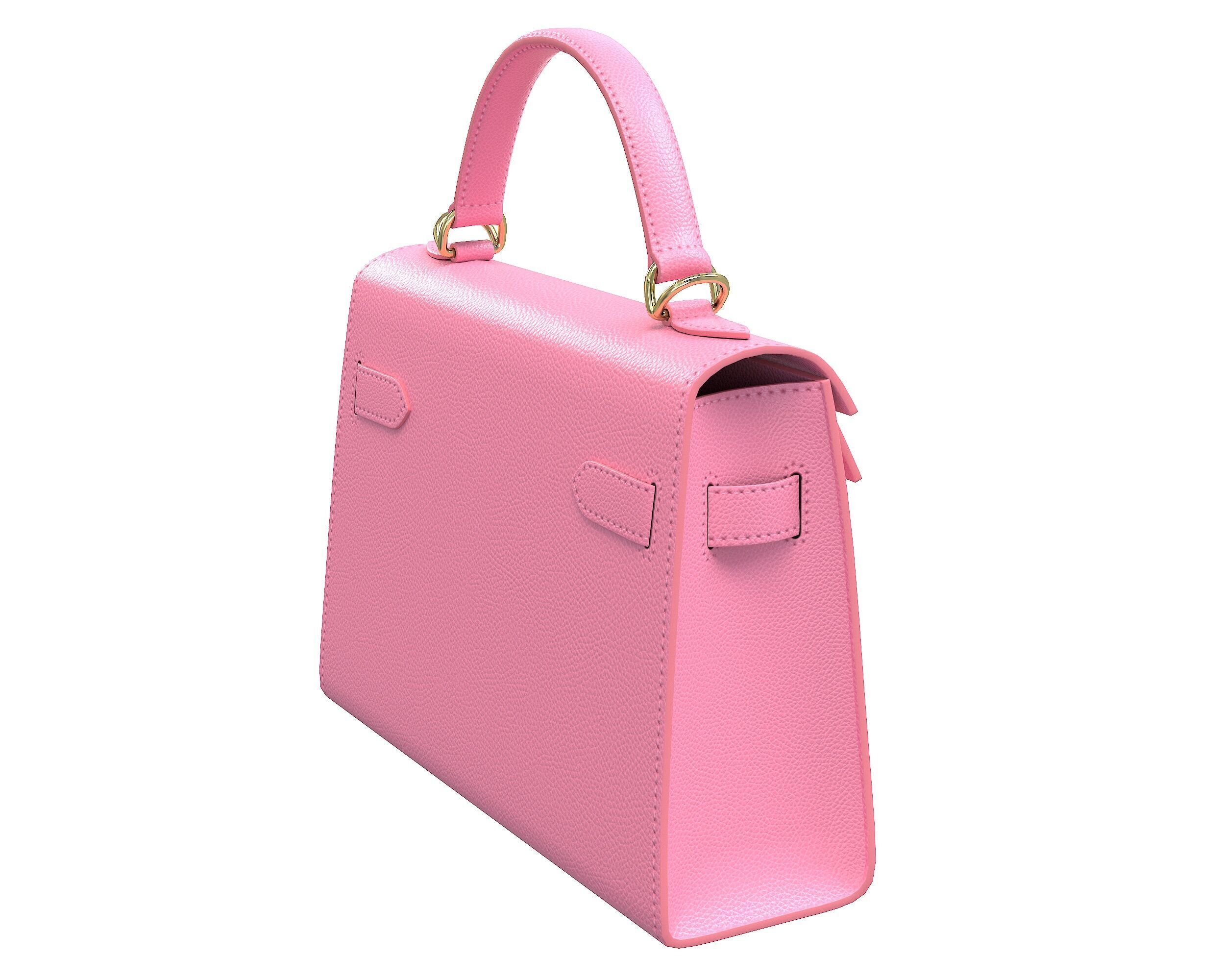 Hermes Kelly Bag Pink Leather Low-poly 3D model_5