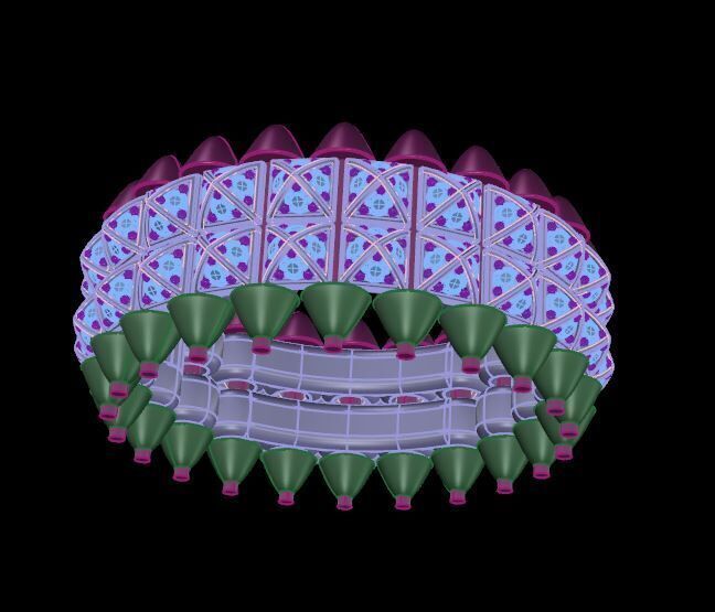 Clash Two Row Piramida Diamonds Ring 18 3D print model_2