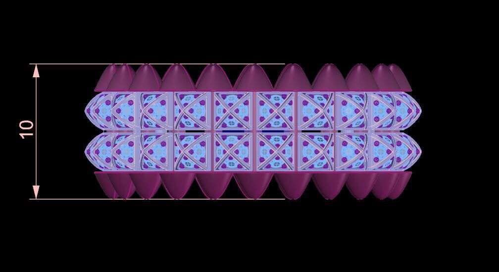 Clash Two Row Piramida Diamonds Ring 18 3D print model_4