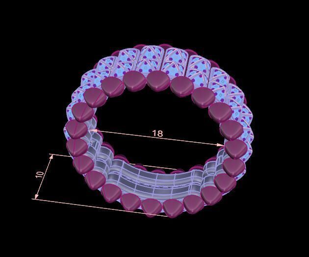 Clash Two Row Piramida Diamonds Ring 18 3D print model_5