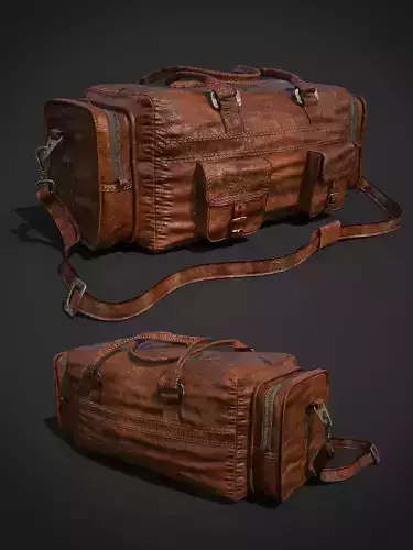 Vintage Distressed 3D Backpack  Low-poly 3D model