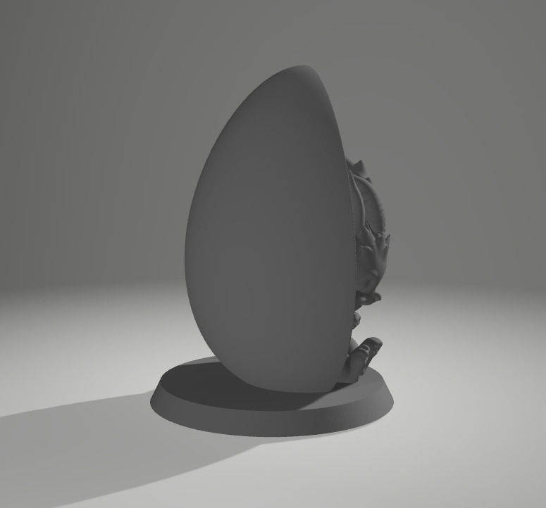 Egg with Baby Rabbit Dragon Hiding 3D print model_7