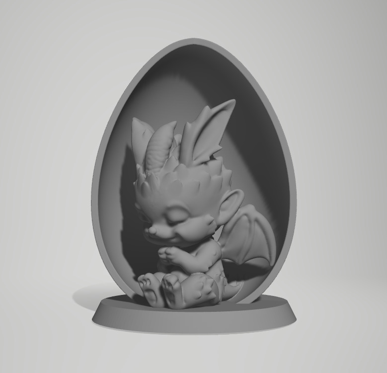Egg with Baby Rabbit Dragon Hiding 3D print model_1