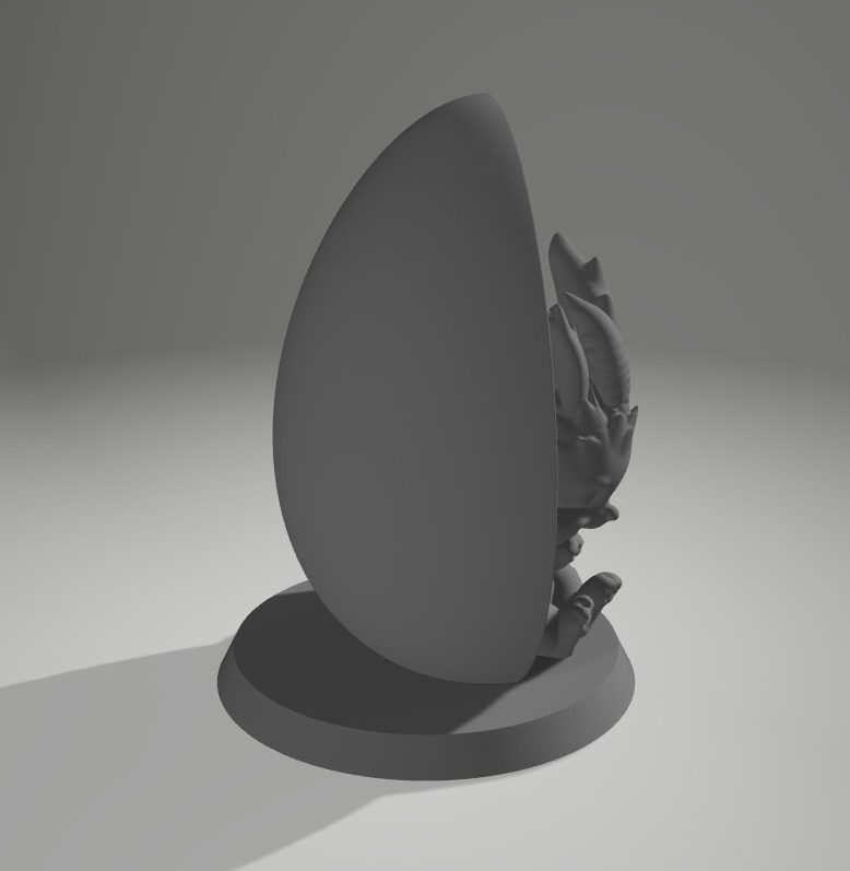 Egg with Baby Rabbit Dragon Hiding 3D print model_5