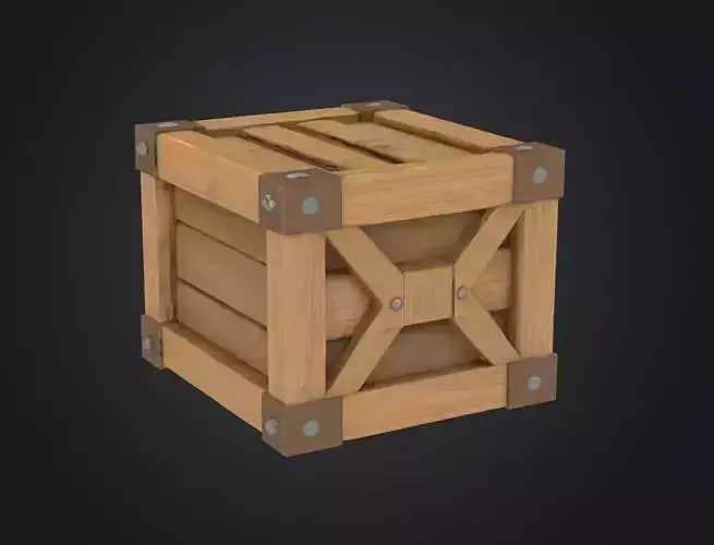 Low-poly wooden crate