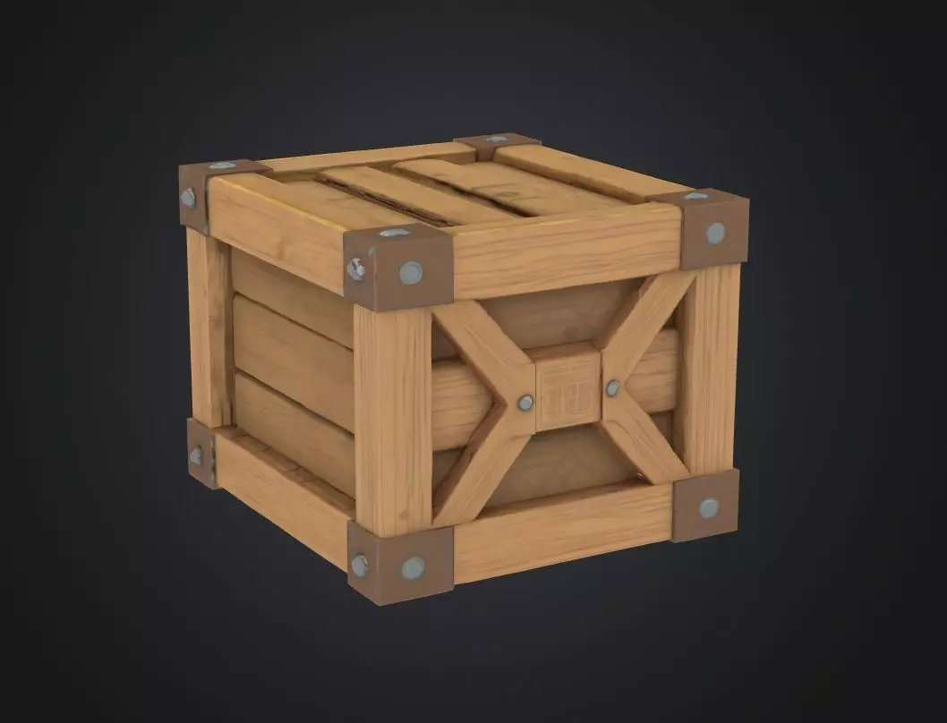 Low-poly wooden crate Free low-poly 3D model