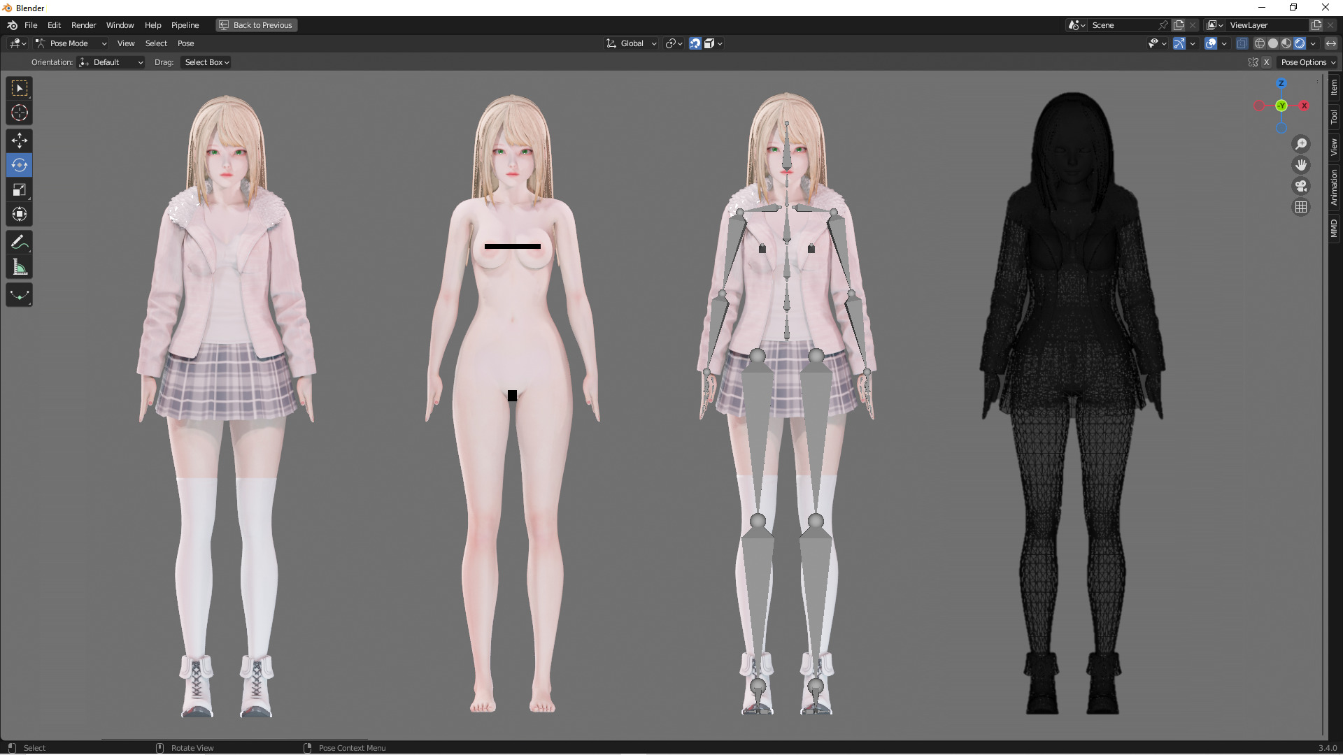 Casual clothes 0019 - Rig -Unreal - Unity - Blender - Animated Low-poly 3D model_3