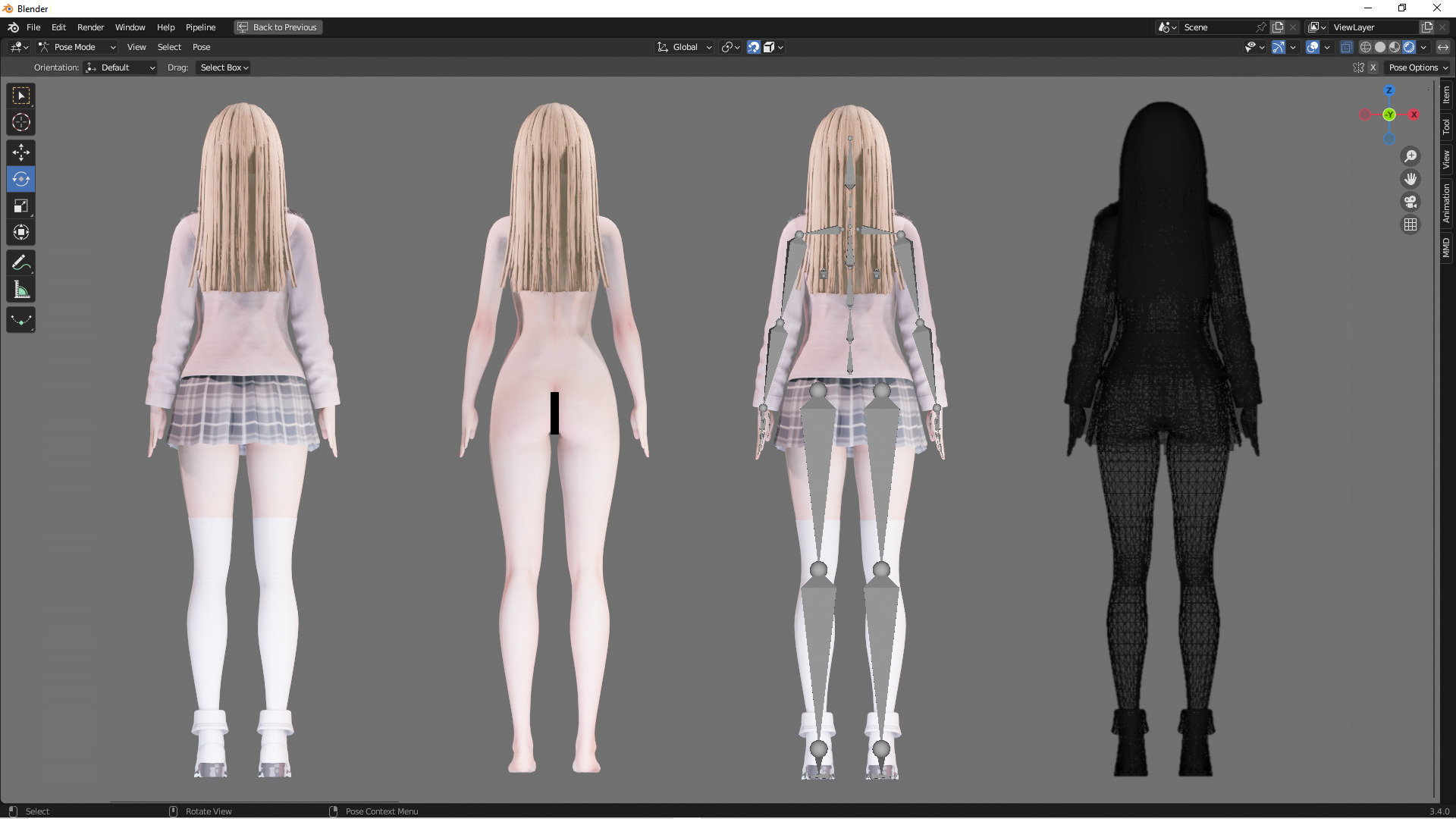 Casual clothes 0019 - Rig -Unreal - Unity - Blender - Animated Low-poly 3D model_4