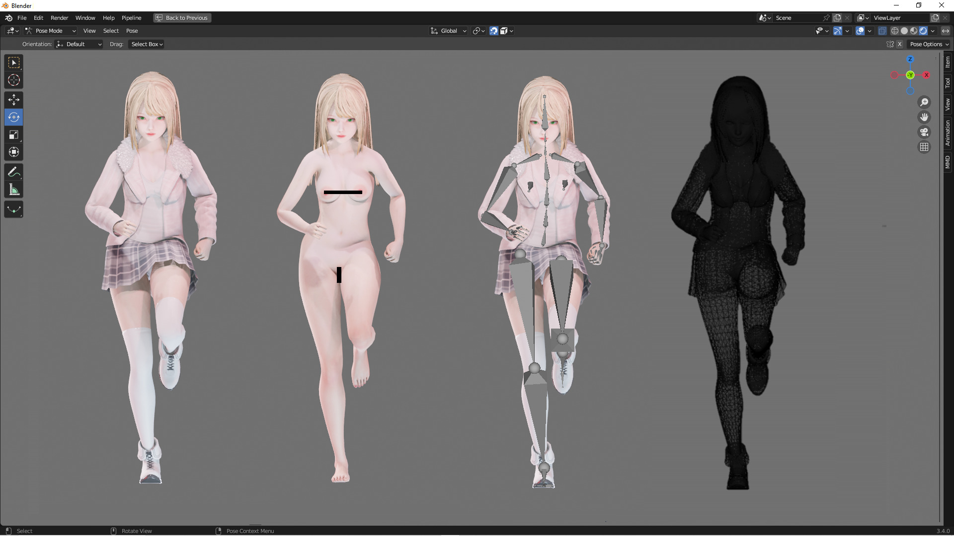 Casual clothes 0019 - Rig -Unreal - Unity - Blender - Animated Low-poly 3D model_5