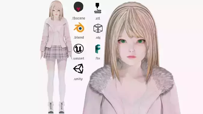 Casual clothes 0019 - Rig -Unreal - Unity - Blender - Animated Low-poly 3D model