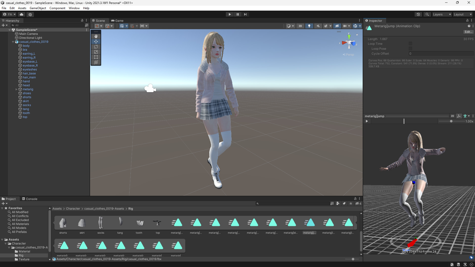 Casual clothes 0019 - Rig -Unreal - Unity - Blender - Animated Low-poly 3D model_9