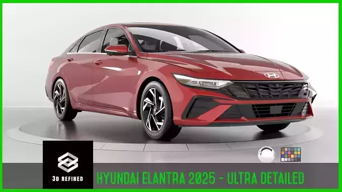 Hyundai Elantra 2024 -Detailed-Vray-Redshift-Unreal-lightrig