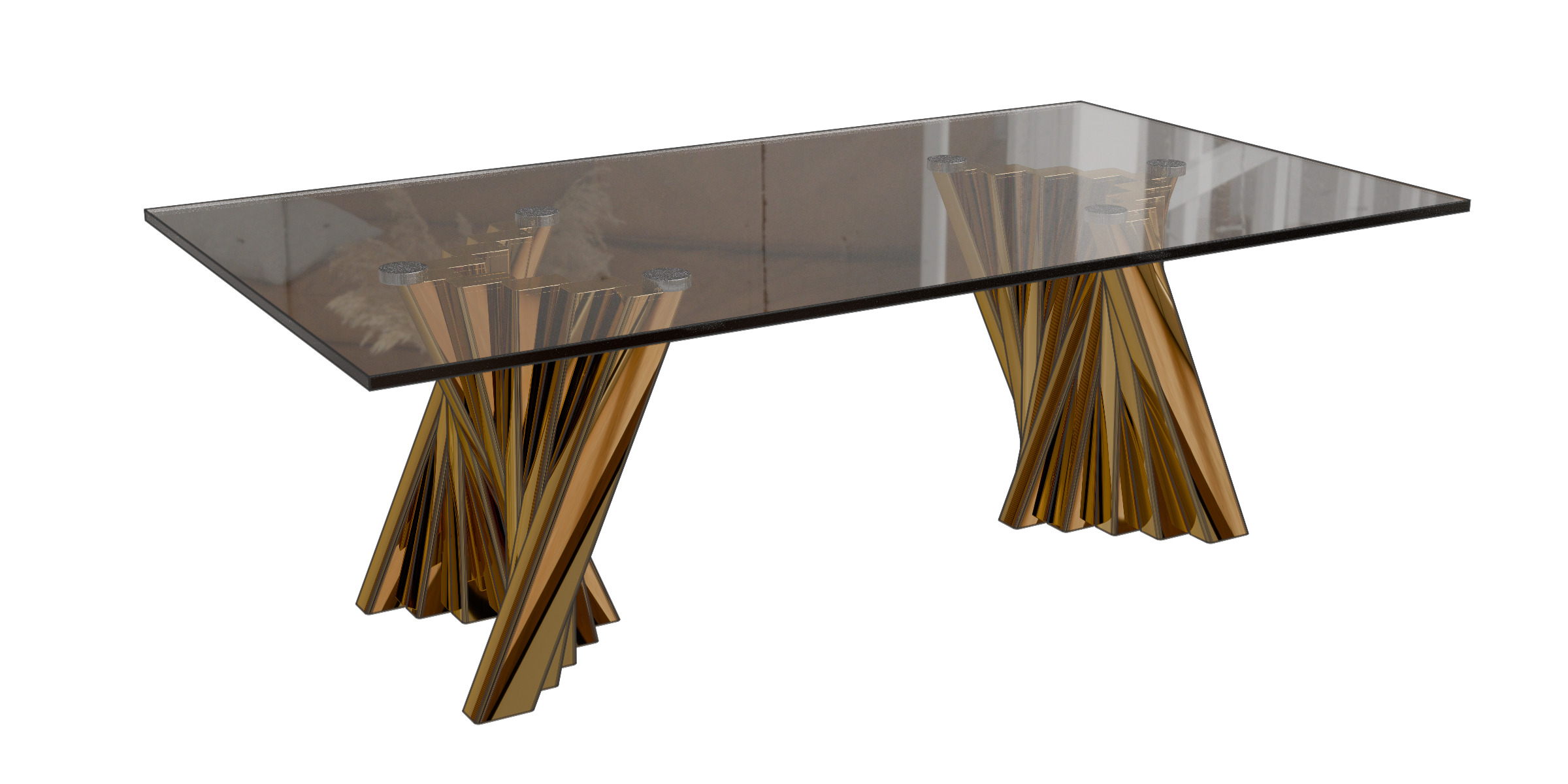 Glass Top Single Coffee Table Low-poly 3D model_3
