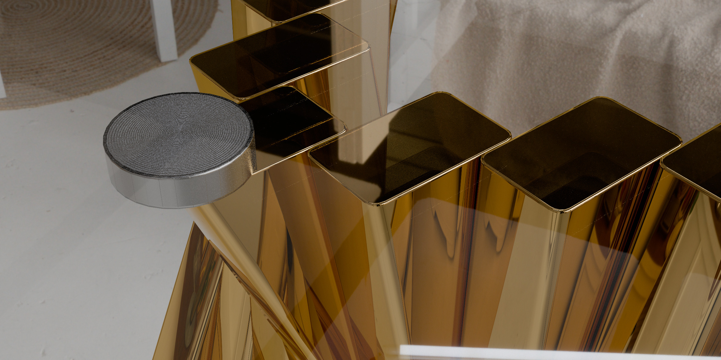 Glass Top Single Coffee Table Low-poly 3D model_2