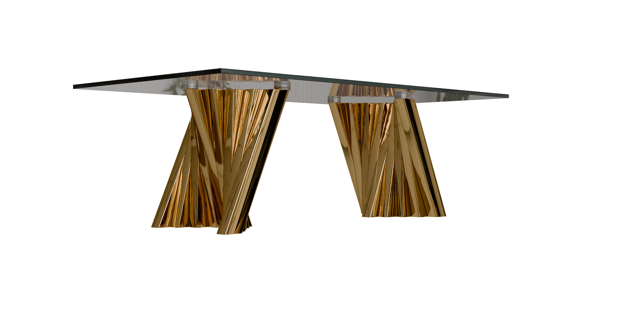 Glass Top Single Coffee Table Low-poly 3D model_6
