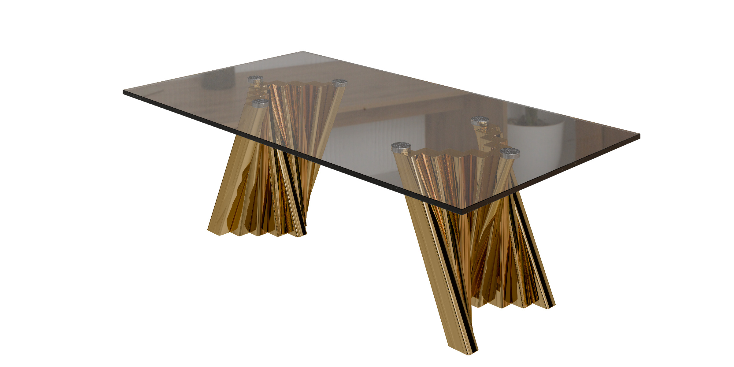 Glass Top Single Coffee Table Low-poly 3D model_12