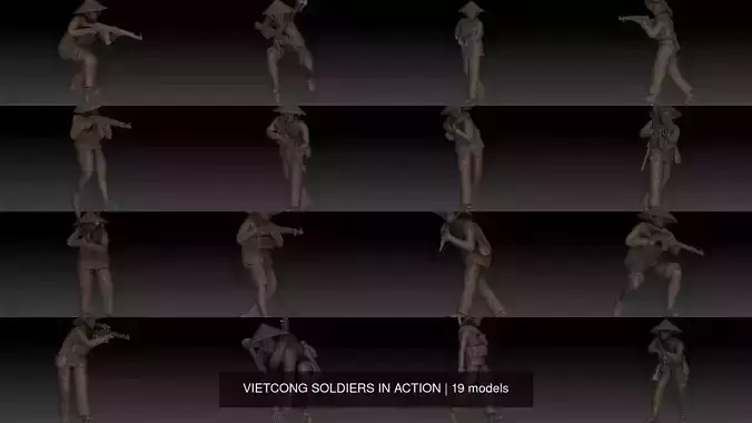 VIETCONG SOLDIERS IN ACTION 3D Model Collection