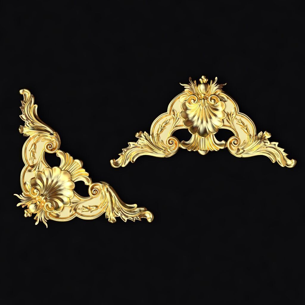 Central decor ornament for furniture 3D model_4